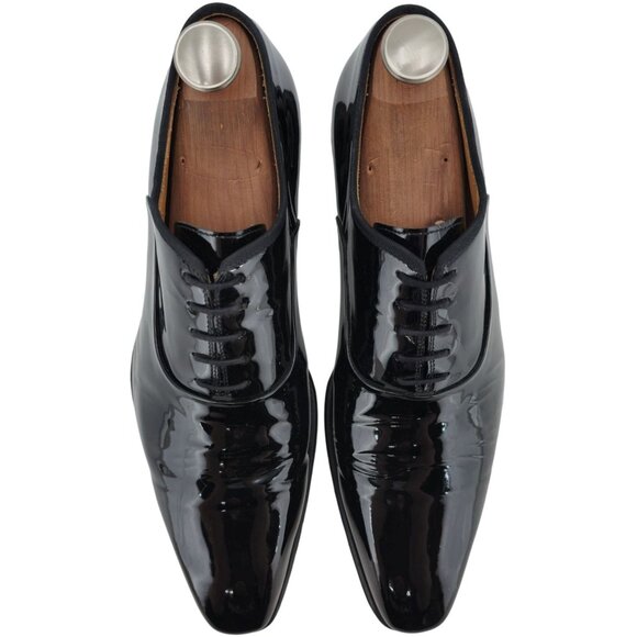 Magnanni Saks Fifth Ave Black Patent Leather Dress Shoes Men 11.5 Formal Oxfords - Picture 1 of 15